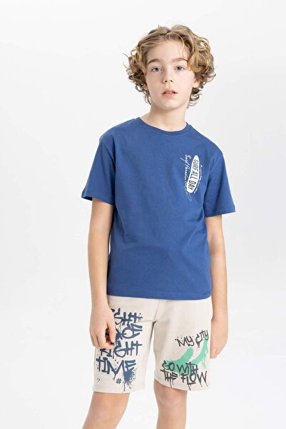 DeFacto Boy's Crew Neck Printed Short Sleeve T-Shirt C0955A824Sm