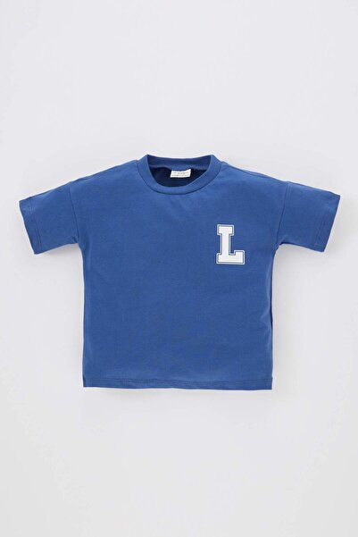 DeFacto Baby Boy Crew Neck Printed Basic Short Sleeve T-Shirt B7011A524Sm