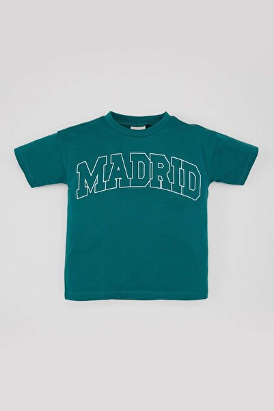 DeFacto طفل رضيع طاقم الرقبة مطبوعة قصيرة الأكمام تي شيرت B6969A524SM