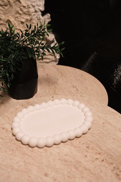 Psymera Hobi Atölyesi Dikdörtgen Bubble Desenli Dekoratif Tabak – Ham Taş Toz...