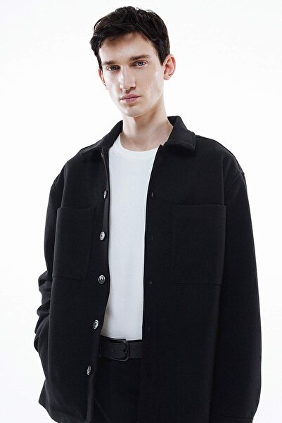 DeFacto Πουκάμισο Relax Fit Polo Collar Wool look Jacket B7382AX24SP