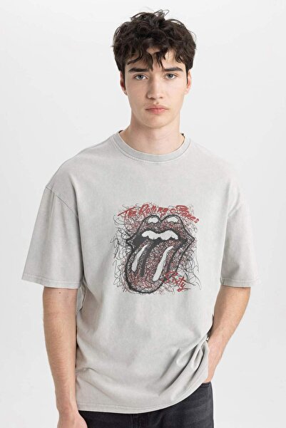 DeFacto Rolling Stones Tricou cu mânecă scurtă, cu croiala confortabilă, cu d...