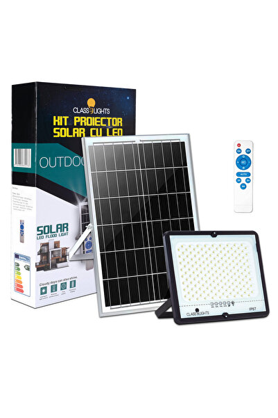 CLASSLIGHTS Proiector solar cu LED 200W, kit complet, IP67, ElectroAZ