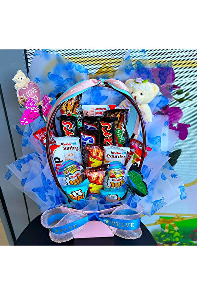 velve Cos cadou de Paste pentru copii cu selectie de dulciuri premium si ursu...