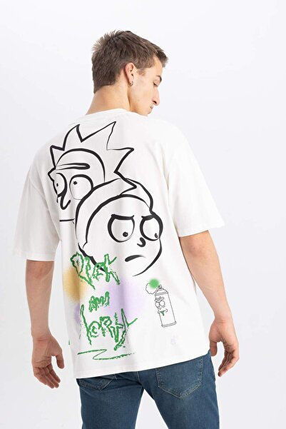 DeFacto Rick and Morty Comfort Regular Fit Rahat Kalıp Bisiklet Yaka Kısa Kol...