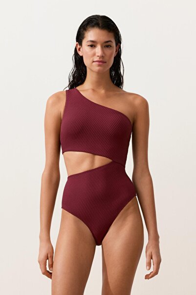 Oysho Asimetrik jakarlı mini kareli trikini