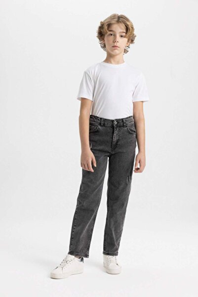 DeFacto Straight Fit Ripped Detailed Straight Leg Jean Trousers for Boys B553...