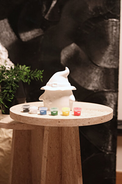 Psymera Hobi Atölyesi Cadı Şapkalı Hayalet Dekoratif Kutu - Taş Boyama Seti -...