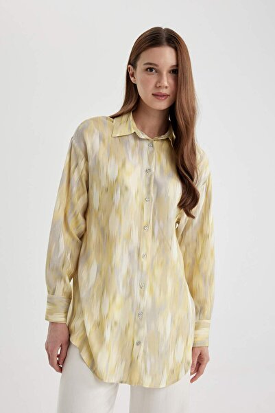 DeFacto Relax Fit gemusterte Langarmshirt-Tunika C3983AX24SP