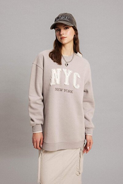 DeFacto سترة تونيك بياقة دائرية وقصة عادية من الفرو الناعم من الداخل B9299AX24SP