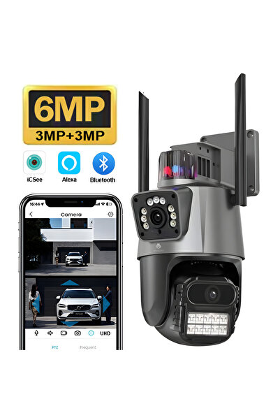 Spionescu Cameră de supraveghere duală, Q322, WIFI, 6MP, exterior, IP 66, AI,...