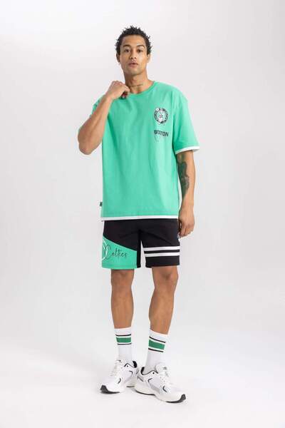 DeFacto Defactofit Nba Boston Celtics Standard Fit Shorts with Pockets B3916A...