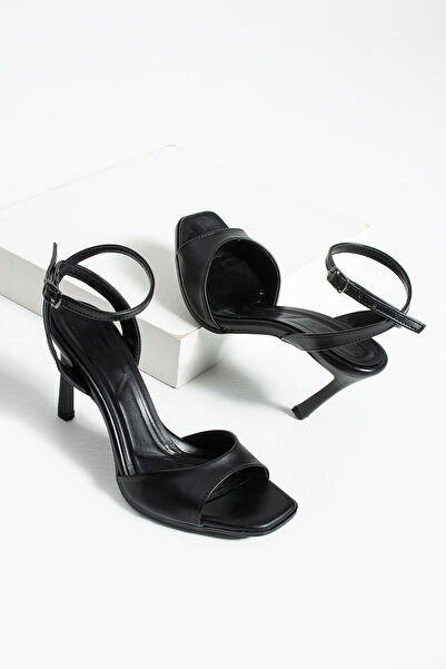 HVZ Exclusive Black Women's Blunt Toe Heeled Ankle Strap Shoes for Promise, E...