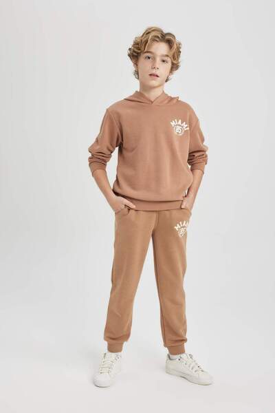 DeFacto Boys' Printed Waist Lace-Up Elastic Leg Pocket Jogger Sweatpants B892...
