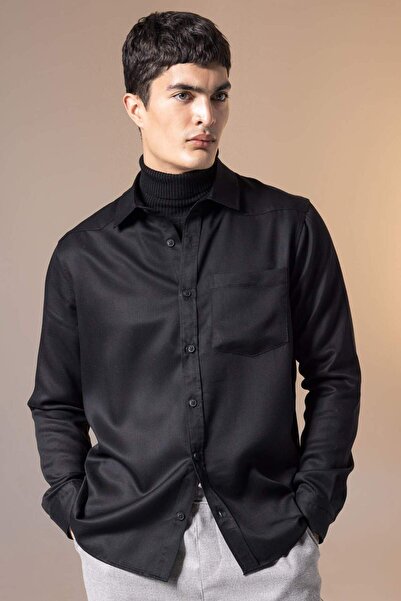 DeFacto Regular Fit Uzun Kollu Siyah Gömlek B8951AX23WN
