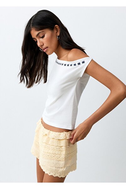 Mango Teen Kroşe volanlı şort