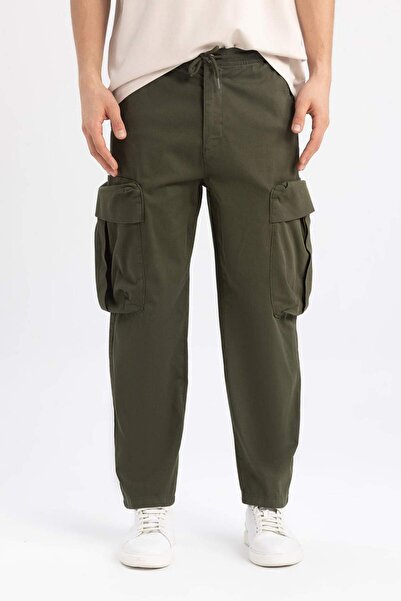 DeFacto Pantaloni din Gabardine Rustic Loose Fit Cargo cu buzunare B8606AX23WN