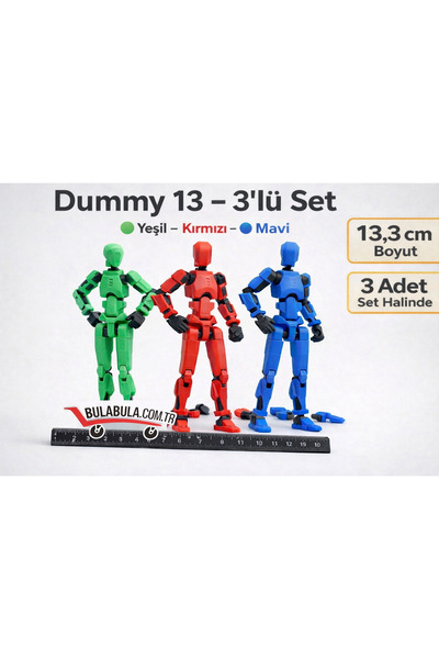 Bulabula Dummy 13.3 – 3’lü Set (Yeşil / Kırmızı / Mavi) | 13,3 cm