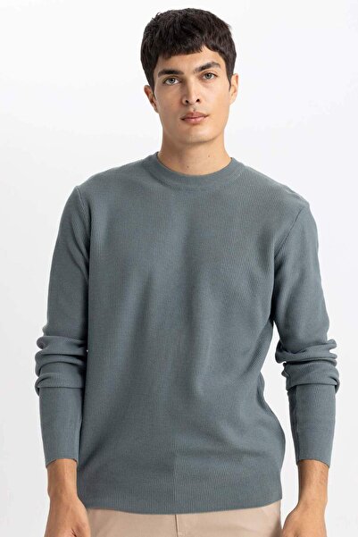 DeFacto Standard Fit, croiala normala, decolteu rotund, pulover de tricotaj c...