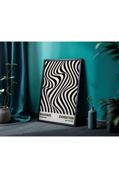 KALİA HOME Bauhaus Exhibition Poster Çerçeveli Tablo – Siyah Beyaz Modern Min...