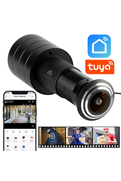 Spionescu Vizualizator inteligent de ușă cu cameră video 1080P, WiFi 2.4G, de...