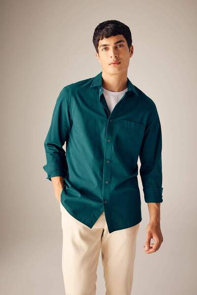 DeFacto Regular Fit Poplin Long Sleeve Shirt A8030Ax23Au