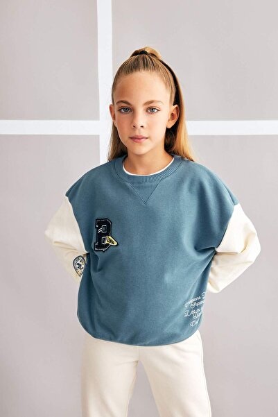 DeFacto Devojčica, opušteni kroj, majica sa okruglim izrezom i debelim printo...