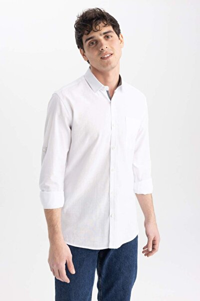 DeFacto Μακρυμάνικο πουκάμισο με λαιμόκοψη Polo με λεπτή εφαρμογή