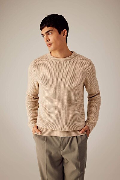 DeFacto Navy Blue Standard Fit Regular Cut Crew Neck Knitwear Sweater X5157Az...