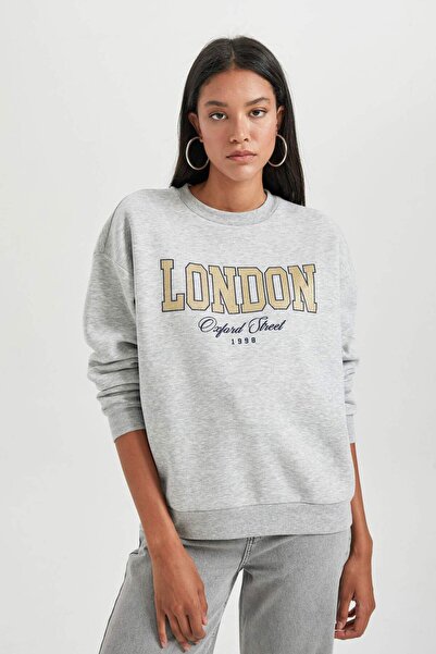 DeFacto Relax Fit Crew Neck Thick Sweatshirt B4057Ax23Au