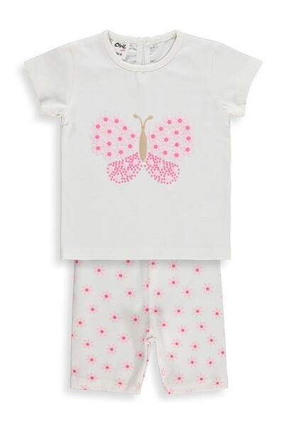 Civil Baby Kelebek Nakışlı 6-18 Ay Takım - Ekru 6-9 Ay