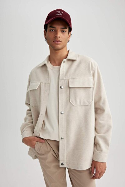 DeFacto Relax Fit Lumberjack Basic Plain Pocket Long Sleeve Shirt Jacket A687...