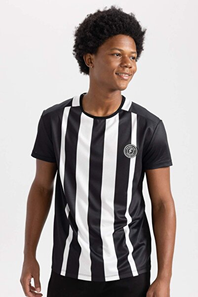 DeFacto DeFactoFit Standard Fit Crew Neck Sport με εμπριμέ κοντομάνικο αθλητι...