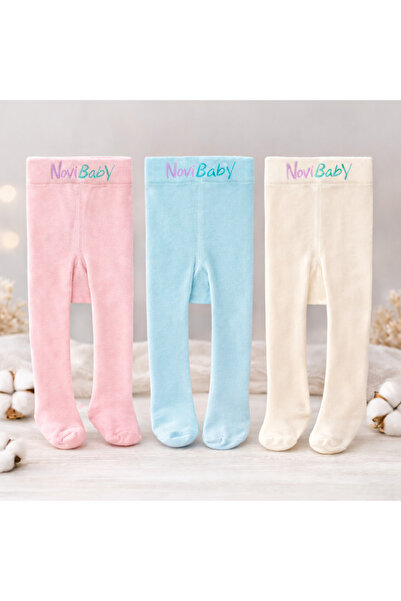 Novibaby 3'lü Bebek Pamuklu Külotlu Çorap, Çocuk Yenidoğan Pamuk Kız Erkek Ok...