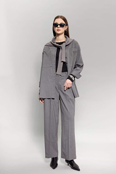 DeFacto Wide Leg Wide Wide Leg Double Pleated Basic Plain Woven Classic Trous...