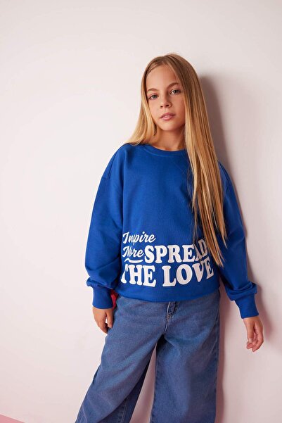 DeFacto Girl's Cropped Crew Neck Sweatshirt B3708A823Au