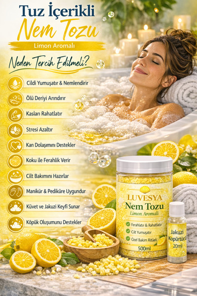 luvesya Tuz İçerikli Nem Tozu Limon Aromalı | Küvet, Jakuzi, Manikür Pedikür ...