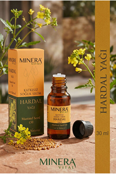 MİNERA VİTAL Hardal Yağı 30 ml (Mustard Oil) %100 Saf Soğuk Sıkım Damlalıklı Cam Şişe