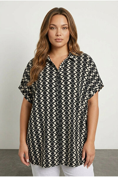 Stil Diva Plus Size Short Sleeve Printed Shirt 303962