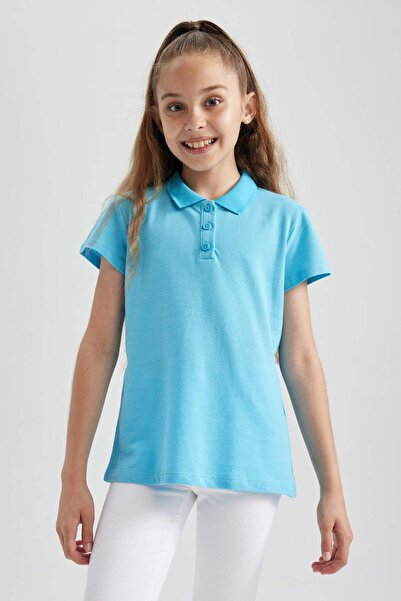 DeFacto Kurzärmliges Basic-Polo-T-Shirt aus Baumwolle für Mädchen B0671A8NS