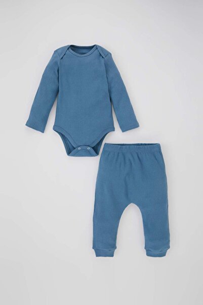 DeFacto Erkek Bebek Fitilli Kaşkorse Çıtçıtlı Body Eşofman Altı 2li Takım A68...