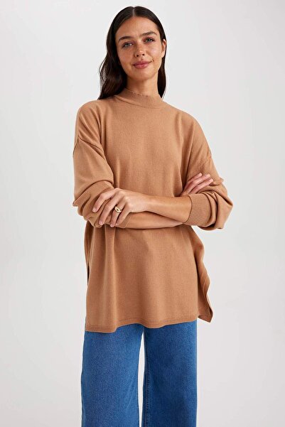 DeFacto Relax Fit Half Turtleneck Basic Sweater Tunic S7514Az23Wn