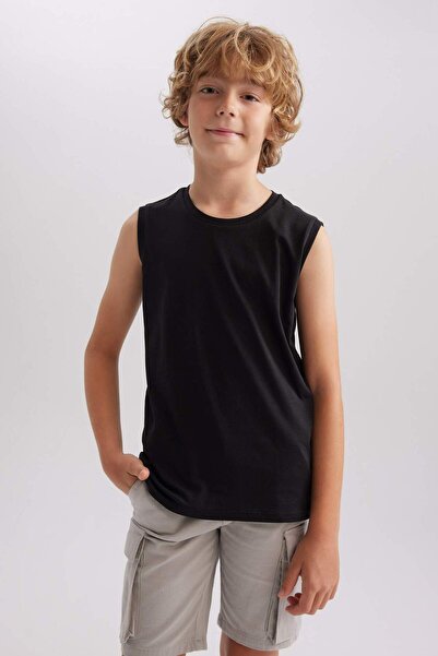 DeFacto Crew Neck Basic Plain Undershirt for Boys B0669A8Ns