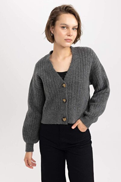 DeFacto Regular Fit V-Neck Knitwear Cardigan R1389Az23Wn