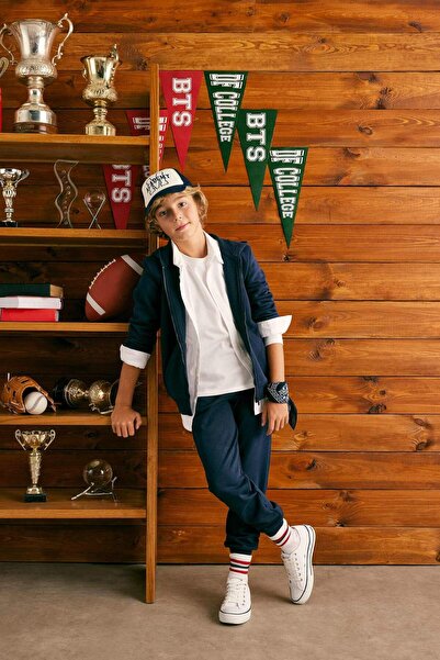 DeFacto بنطال رياضي مدرسي للأولاد باللون الأزرق الداكن K8852A623AU