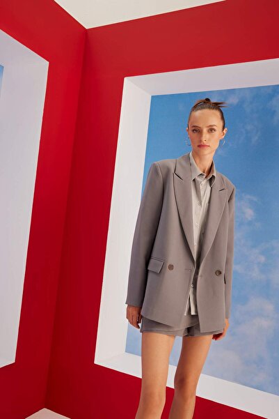 DeFacto Oversize Wide Fit Double Breasted Lapel Button Blazer Jacket B0357Ax23Au