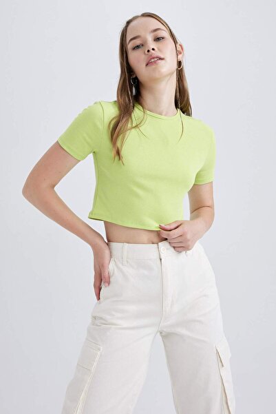 DeFacto Εφαρμοστό κοντομάνικο μπλουζάκι Βαμβάκι lu B0688AXNS