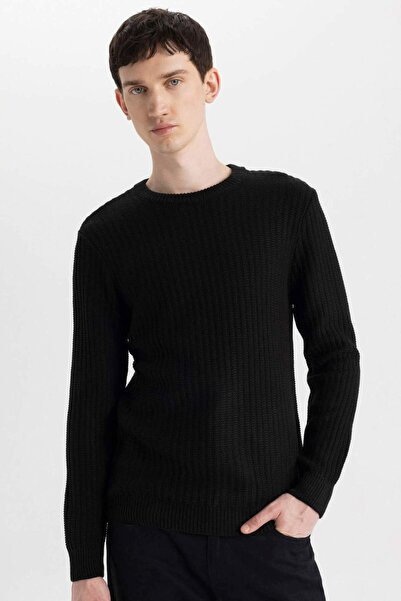 DeFacto Standardní střih s výstřihem Jacquard Knitwear svetr A5234AX23WN