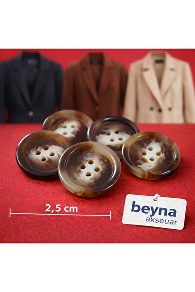 beyna aksesuar Trençkot Ceket Kaban ve Hırka Düğme 2,5 Cm Çubuk 1 Paket 10 Adet( kahverengi ve bej renk)