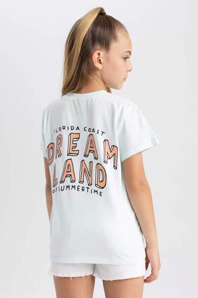 DeFacto Girls' Back Printed Short Sleeve T-Shirt A1778A823Hs